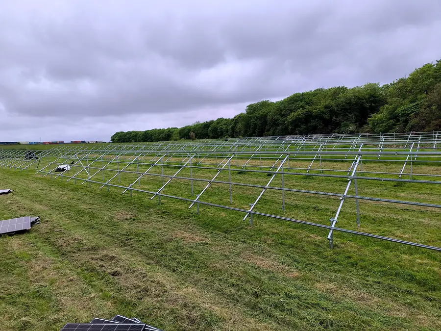 Rows of mounting frames ready for modules