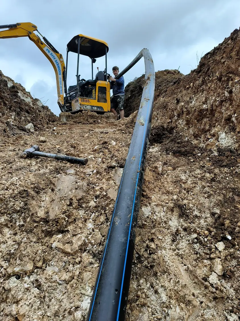 Ducting laid in the cable trench