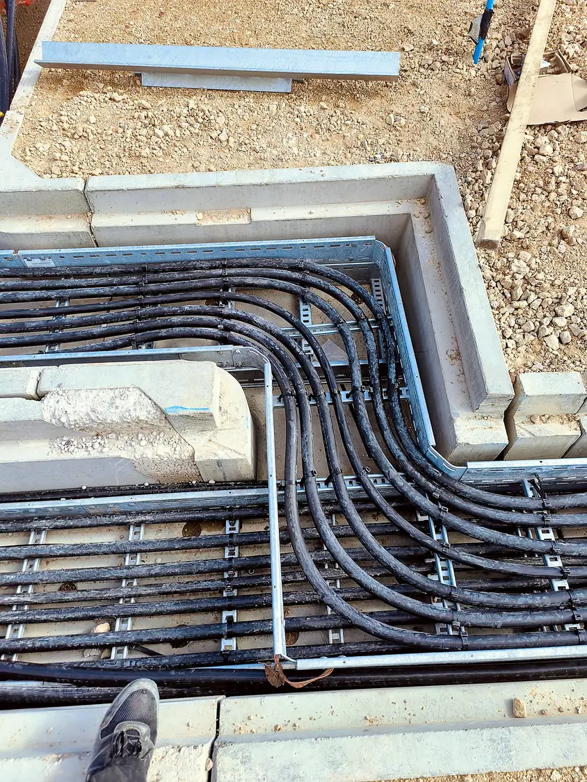 Cables formed through a trough junction · HyMarnham Power