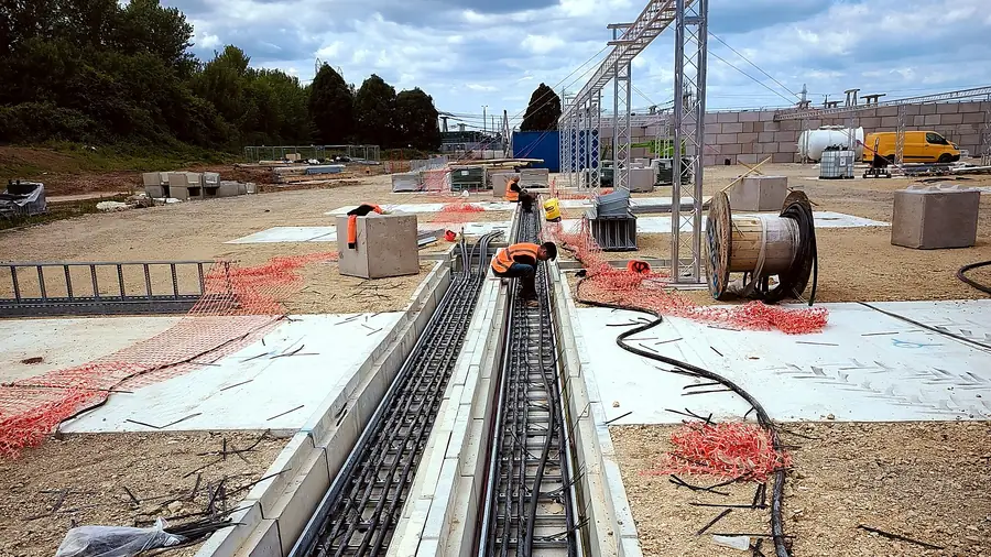 Cable ladder and cables in the concrete troughs · HyMarnham Power