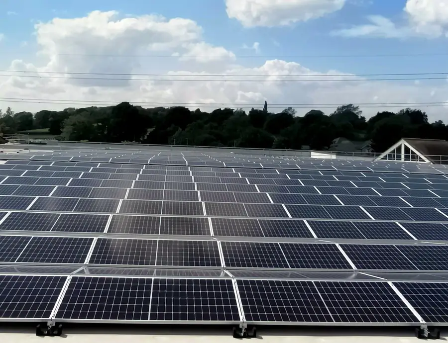 Completed module rows across the roof