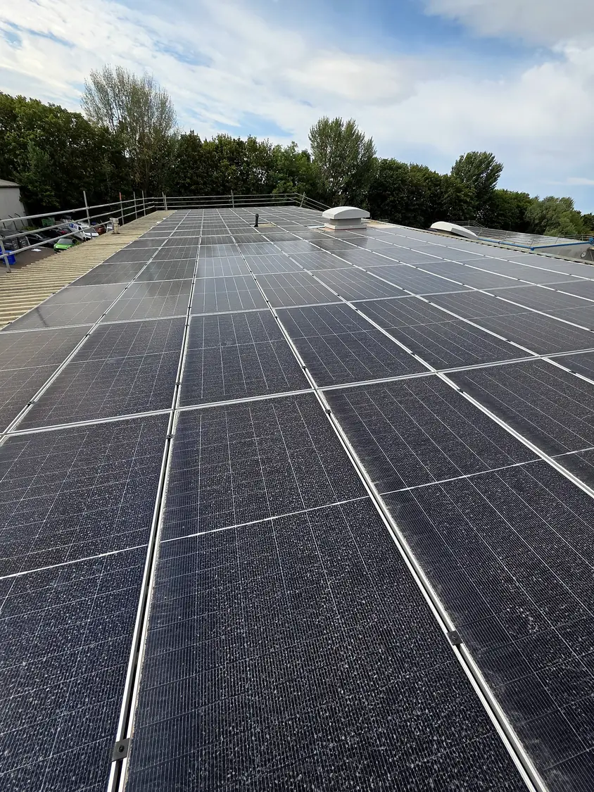 Completed module rows on the roof